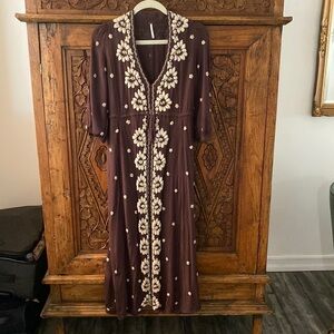 Free people embroidered fable midi dress